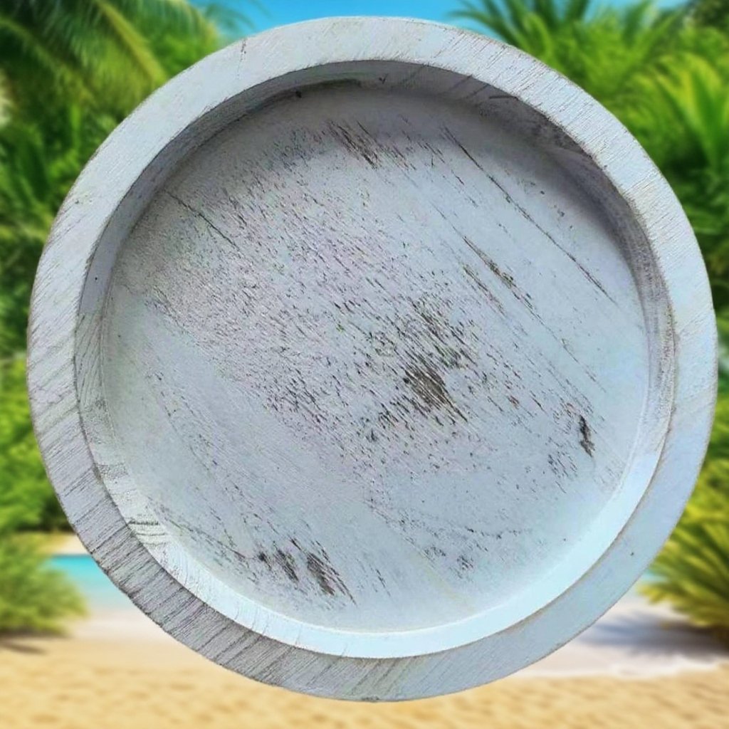 復古桐木圓形託盤