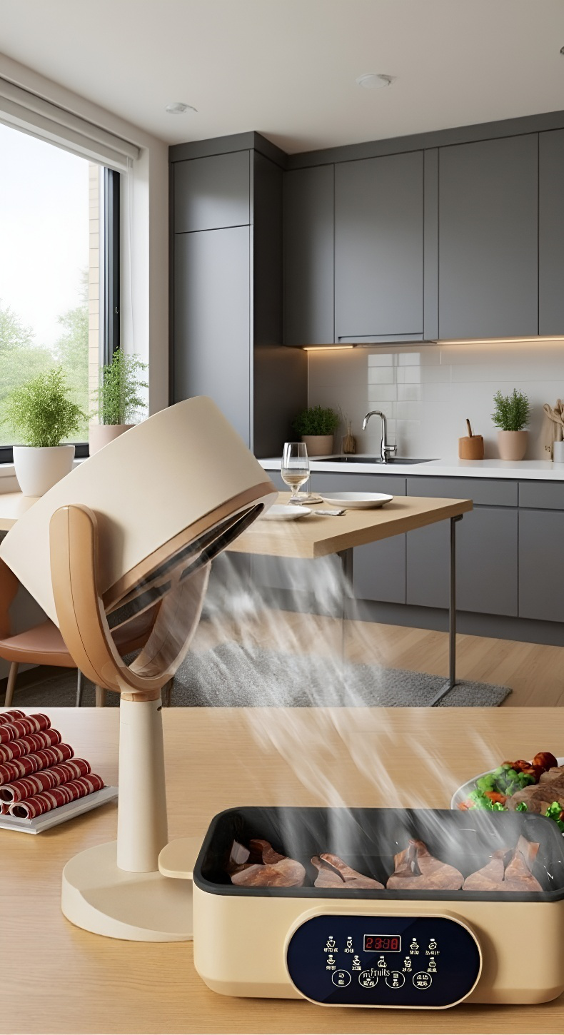 Compact desktop range hood with strong ventilation