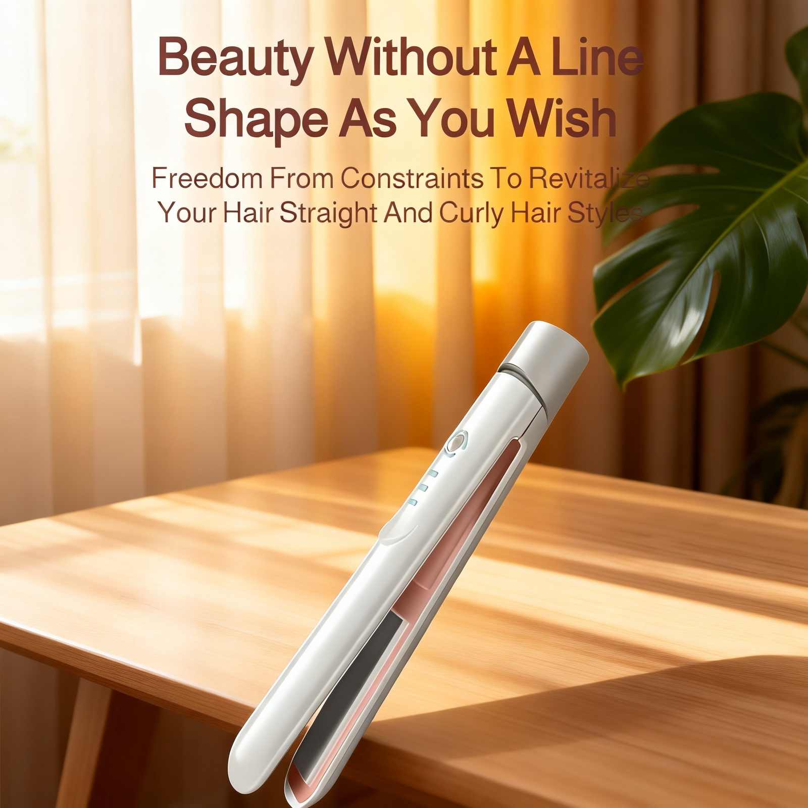 Cordless Mini Hair Iron, USB Rechargeable, 3 Temperature Settings (160/180/200°C), Lightweight, Port