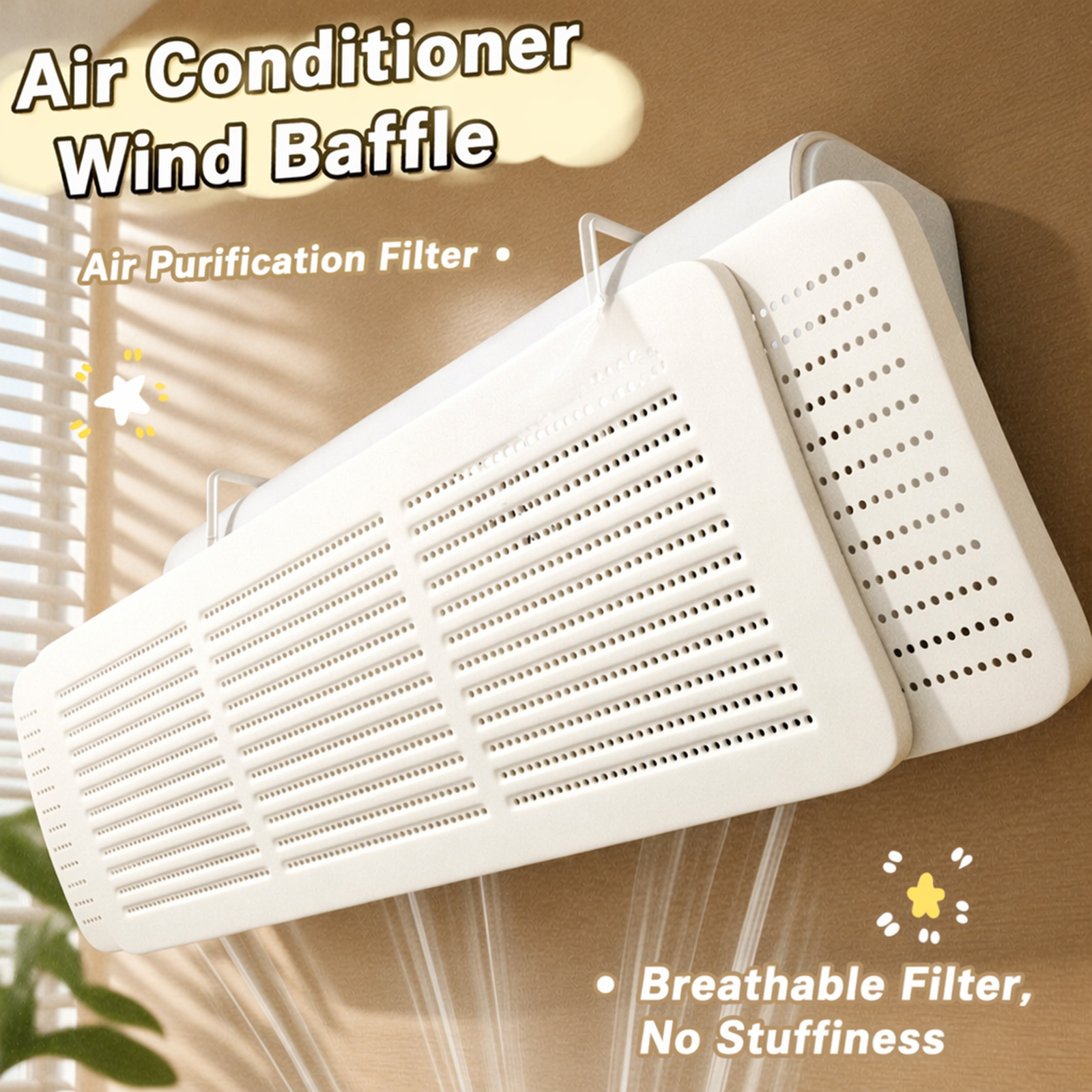 Air conditioner deflector installed on wall AC unit