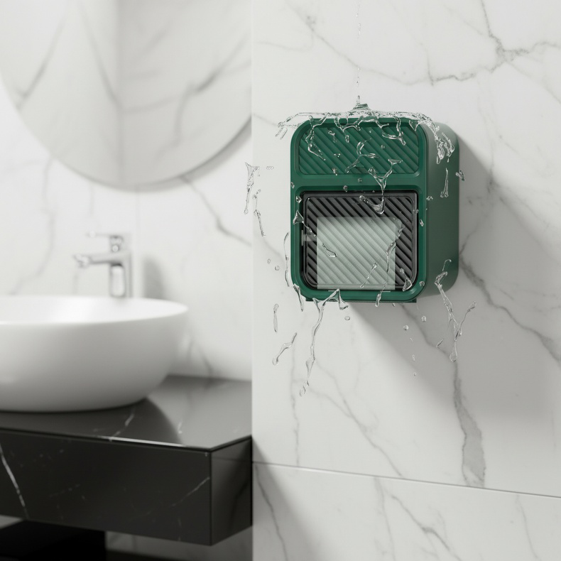 Punch-Free Bathroom Storage Rack Wall-Mounted Luxury Tissue Box