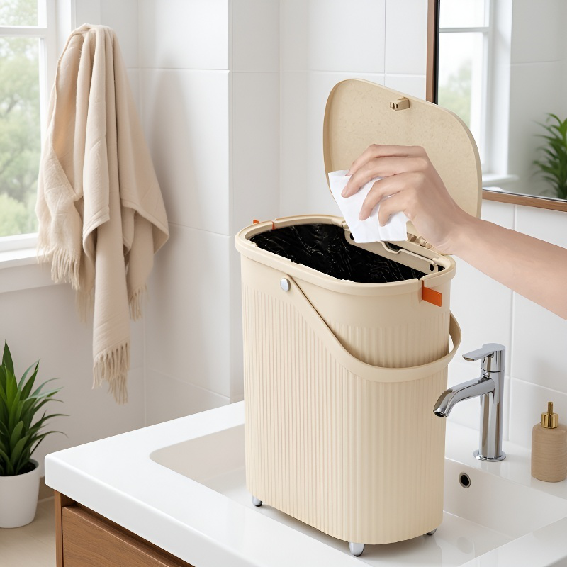 大容量フタ付きゴミ箱 