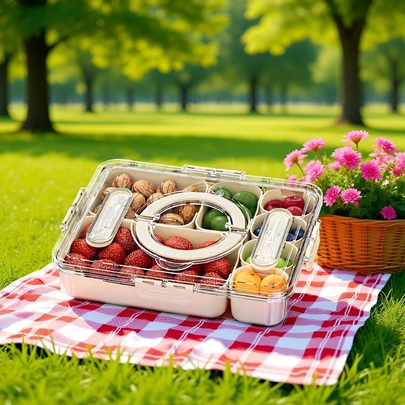 Picnic fruit box with knife and fork sealed fresh-keeping box