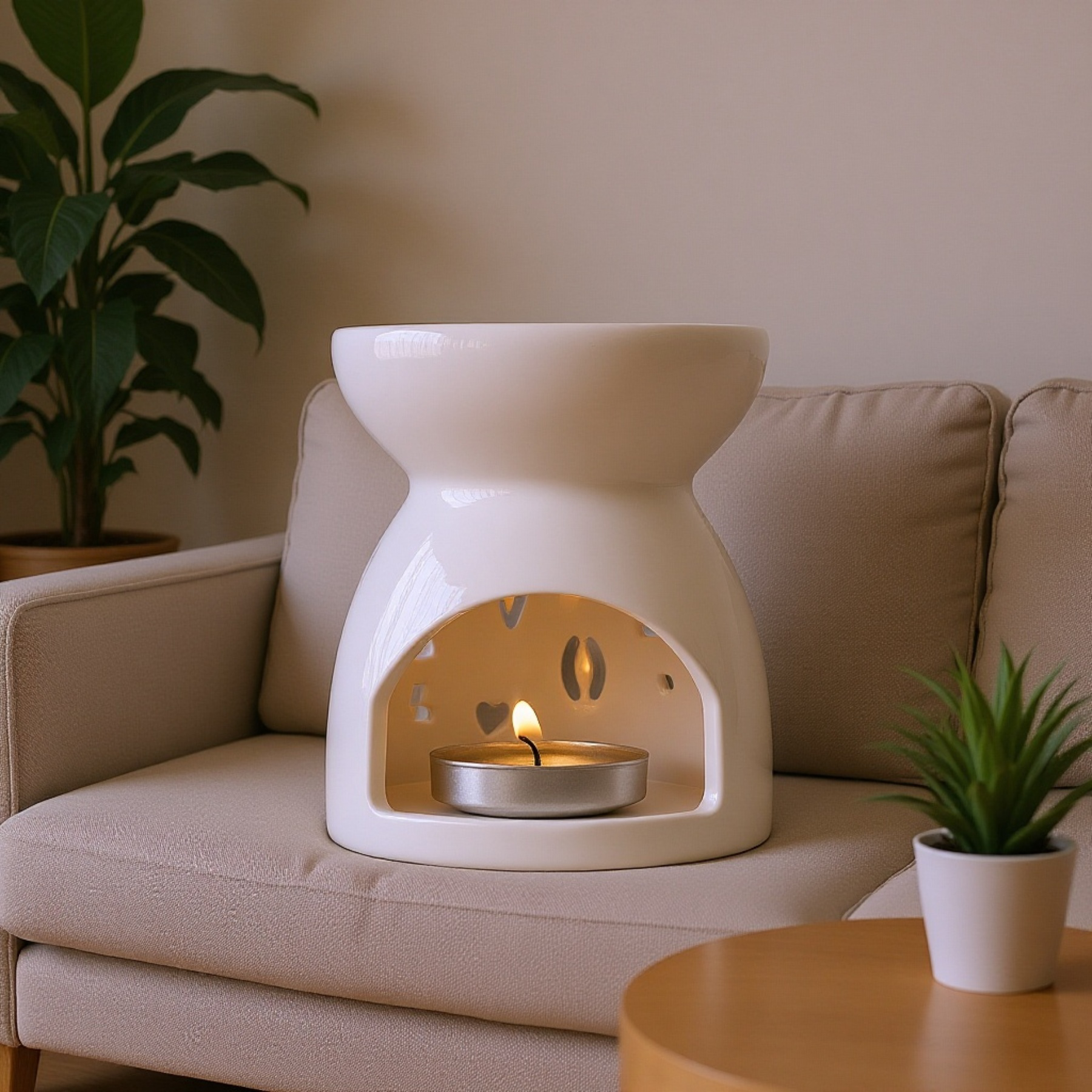 白磁アロマオイルバーナー キャンドル香炉 陶器アロマランプ