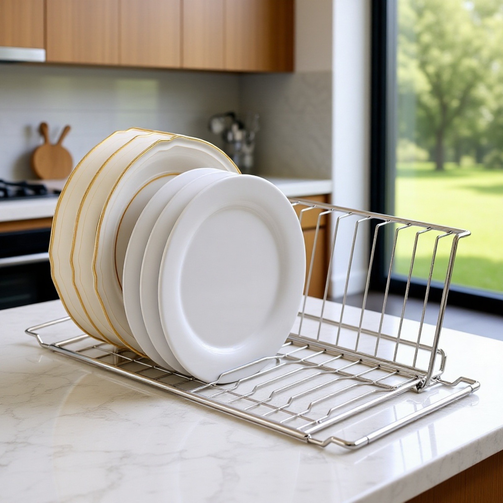 Égouttoir de cuisine extensible en acier inoxydable, compatible lave-vaisselle