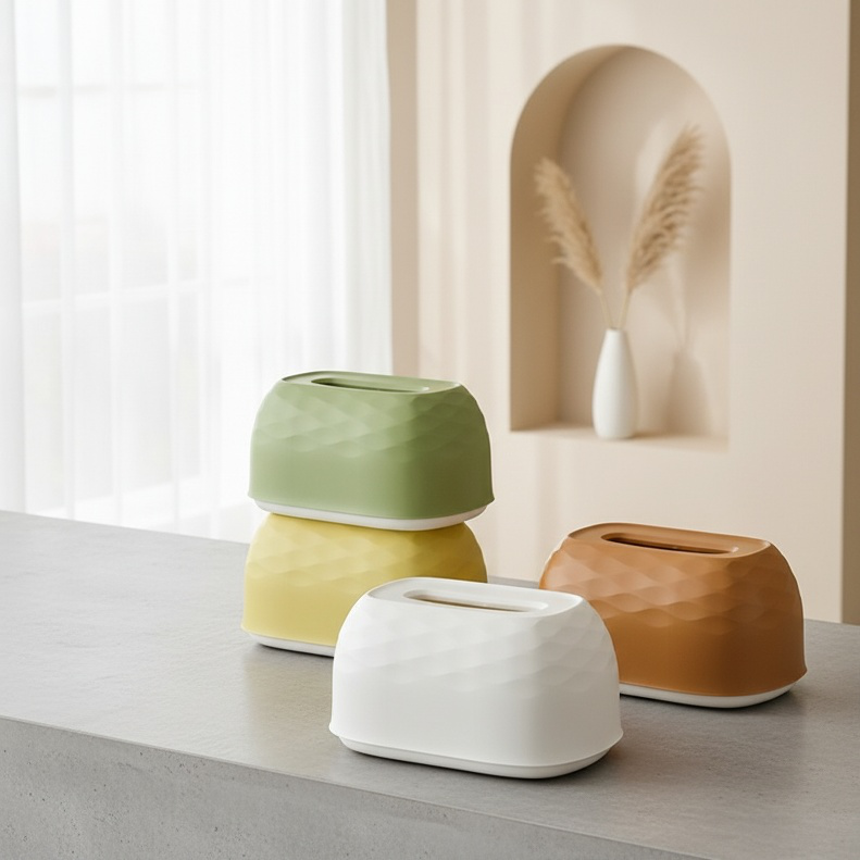Elegant desktop and wall-mounted tissue box for spring paper