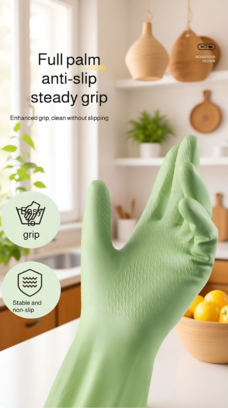 Ergonomic design thickened dishwashing gloves for women