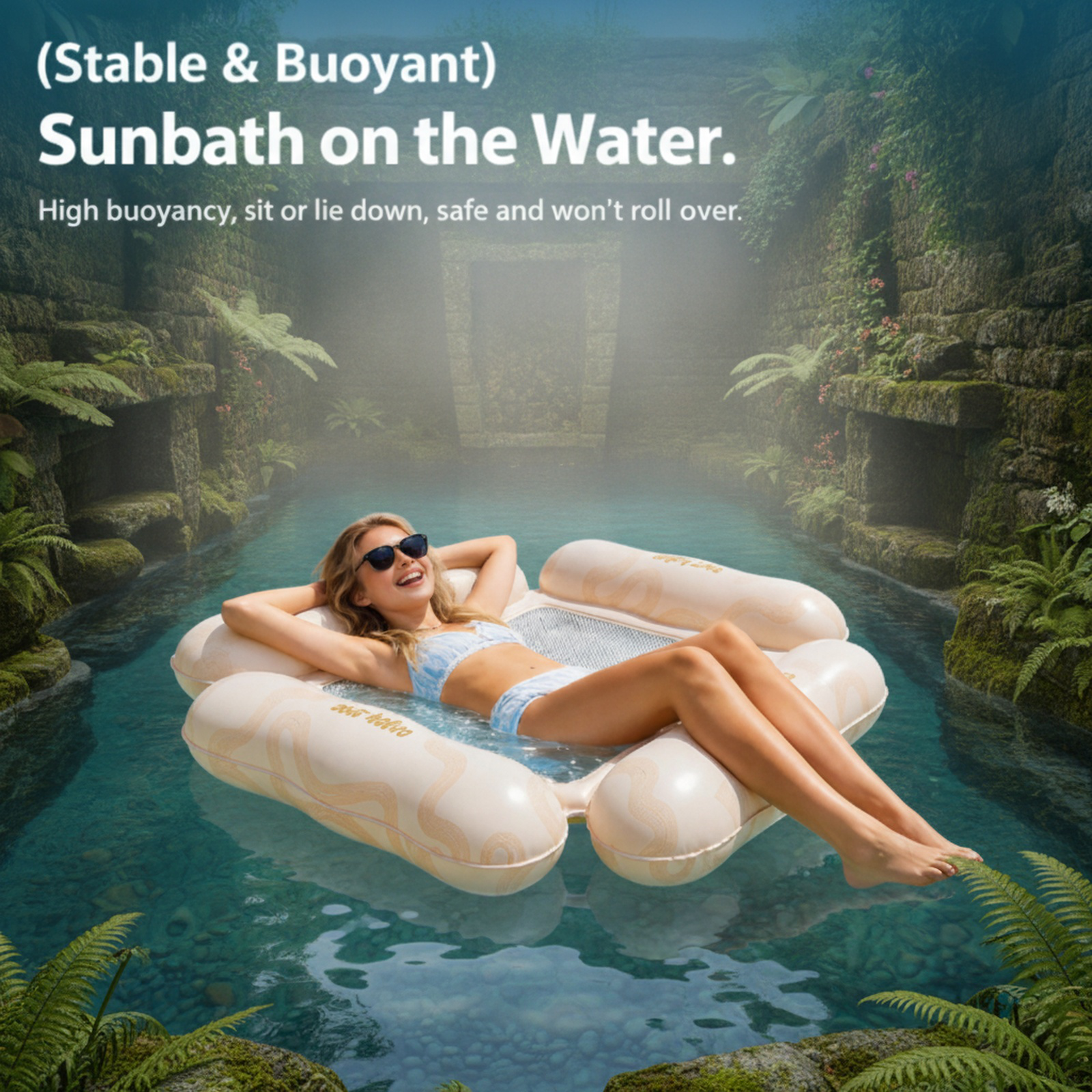 Inflatable floating rafts, adult foldable backrest recliners, inflatable striped floating beds, sing