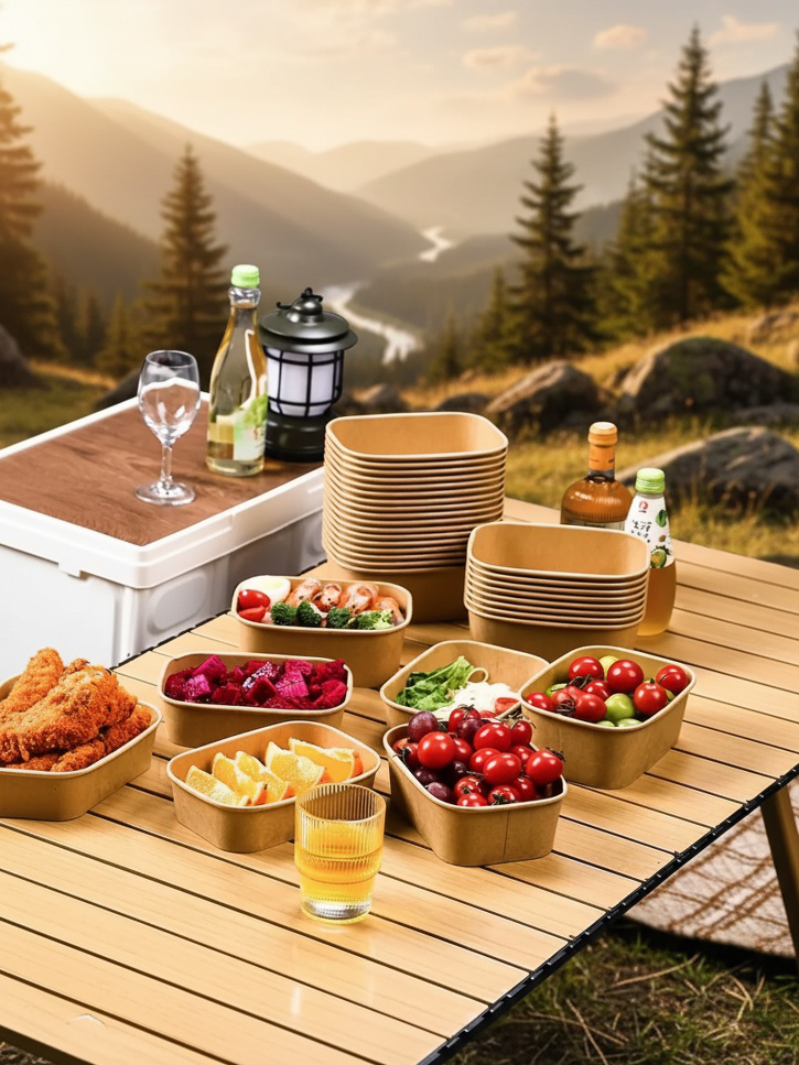 Kraft paper lunch box with secure closure