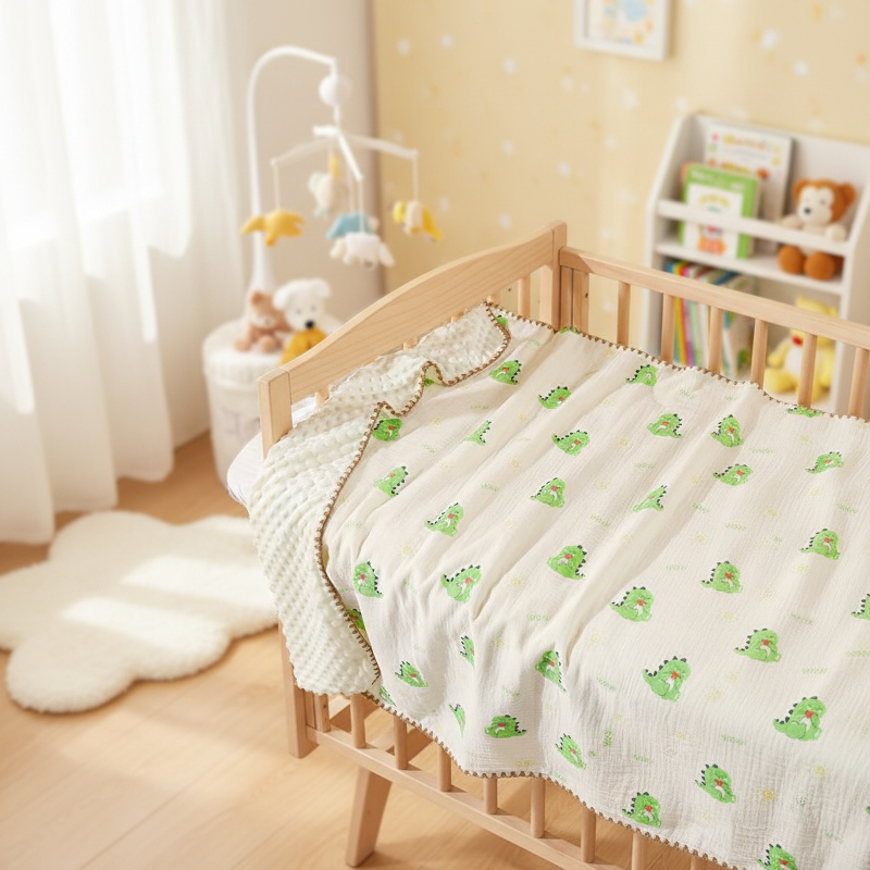 Saugfähige Babymulldecke in Weiß für Nickerchen