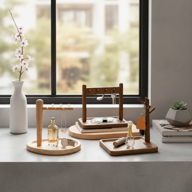 Wall-mounted solid wood pendant rack