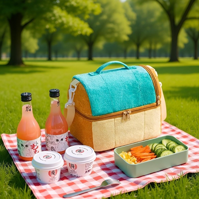 숄더형 도시락 가방, 두툼한 보온 아이스백, 피크닉용 핸드 수납가방