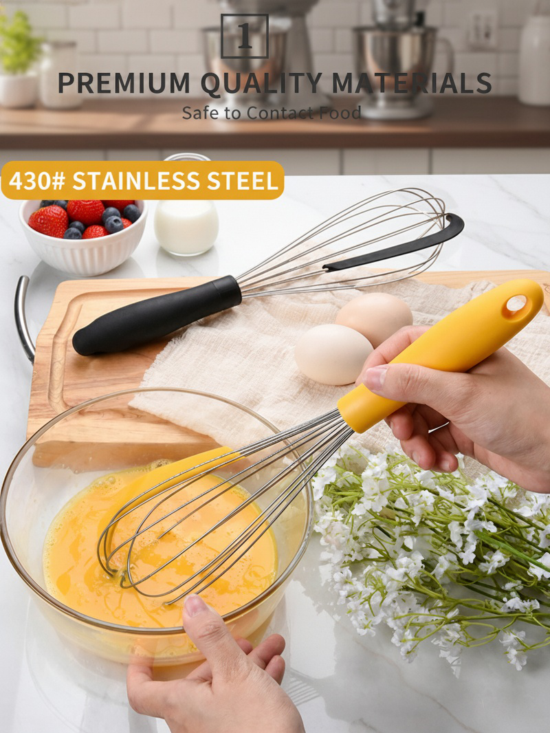Manual silicone egg whisk with ergonomic handle