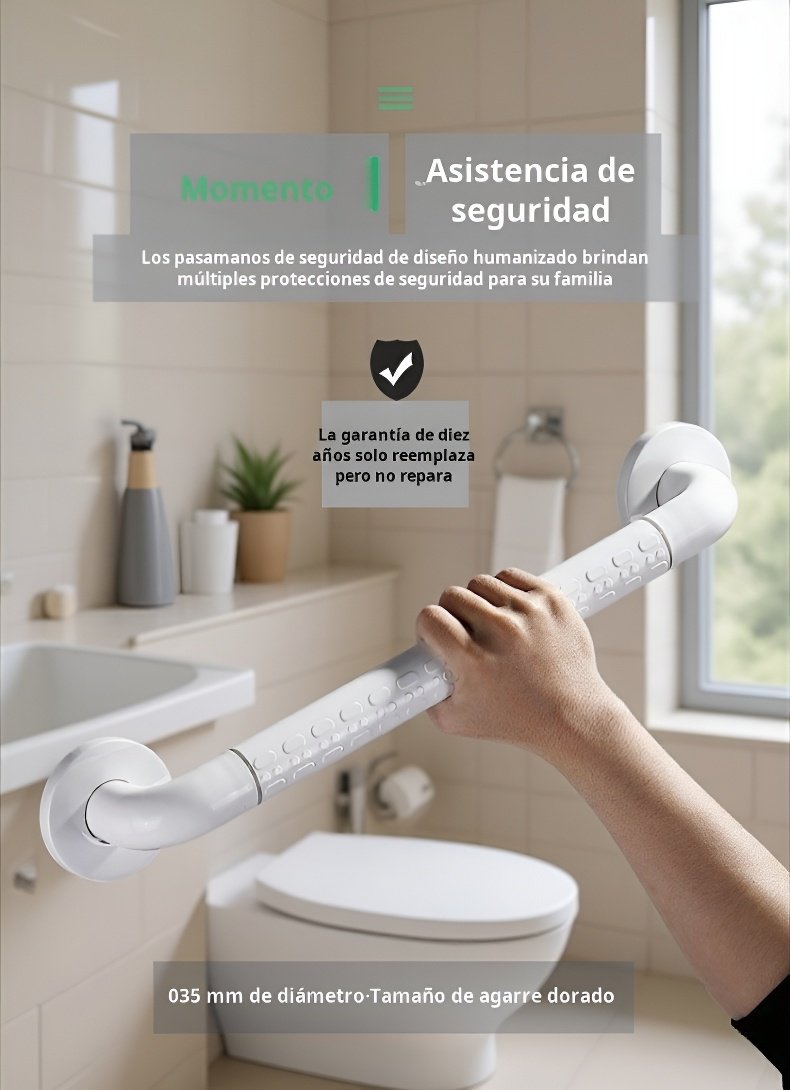 Soporte resistente para prevención de caídas en el baño