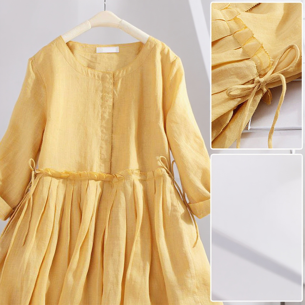 빅사이즈 여성 하프기장 허리 여리여리 원피스 편안한 긴팔 라운드넥 패션 봄여름 원피스