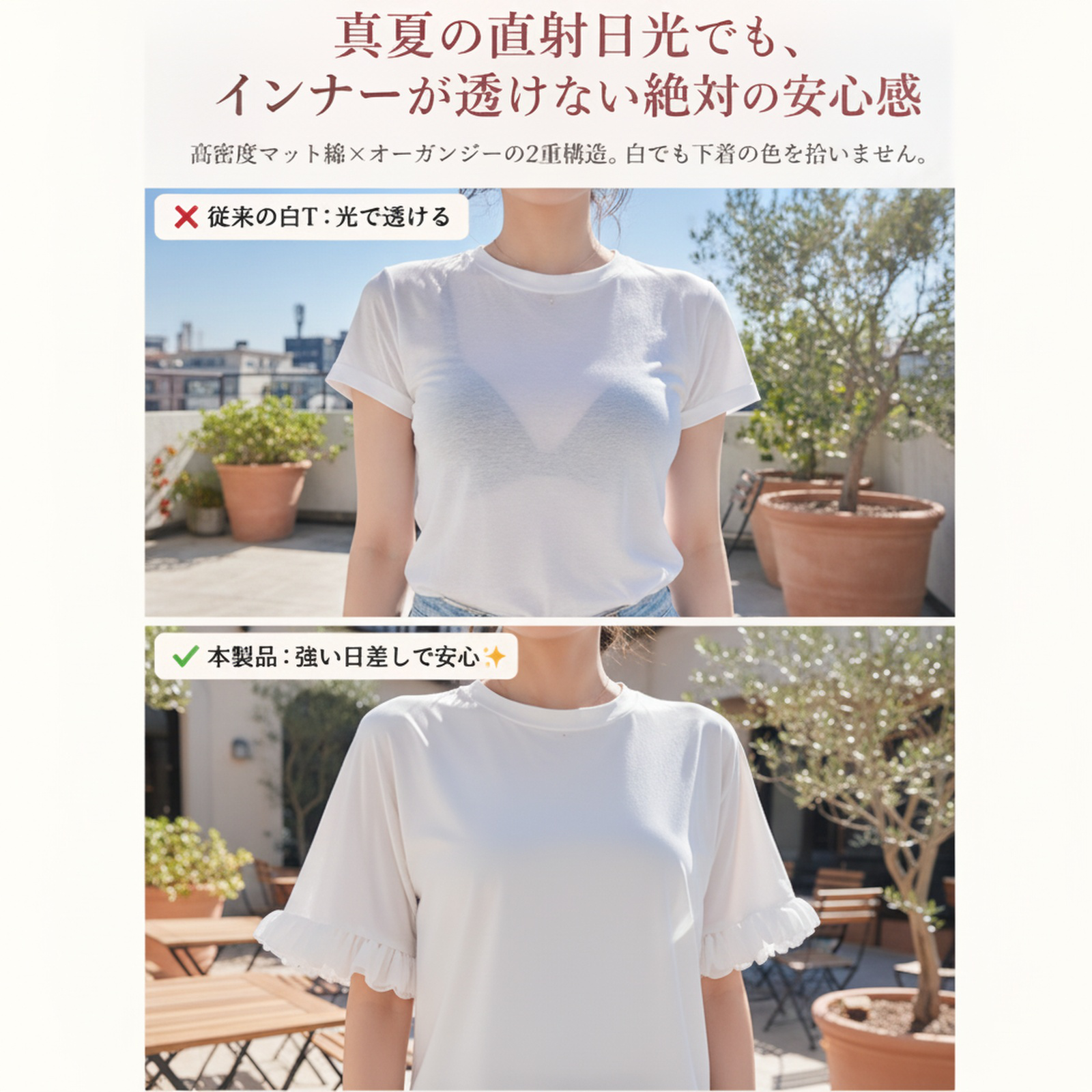 手作りの花柄装飾が施された、女性用純綿トップス。ゆったりとしたフィット感で、スリムに見え、カジュアルで通気性に優れています。