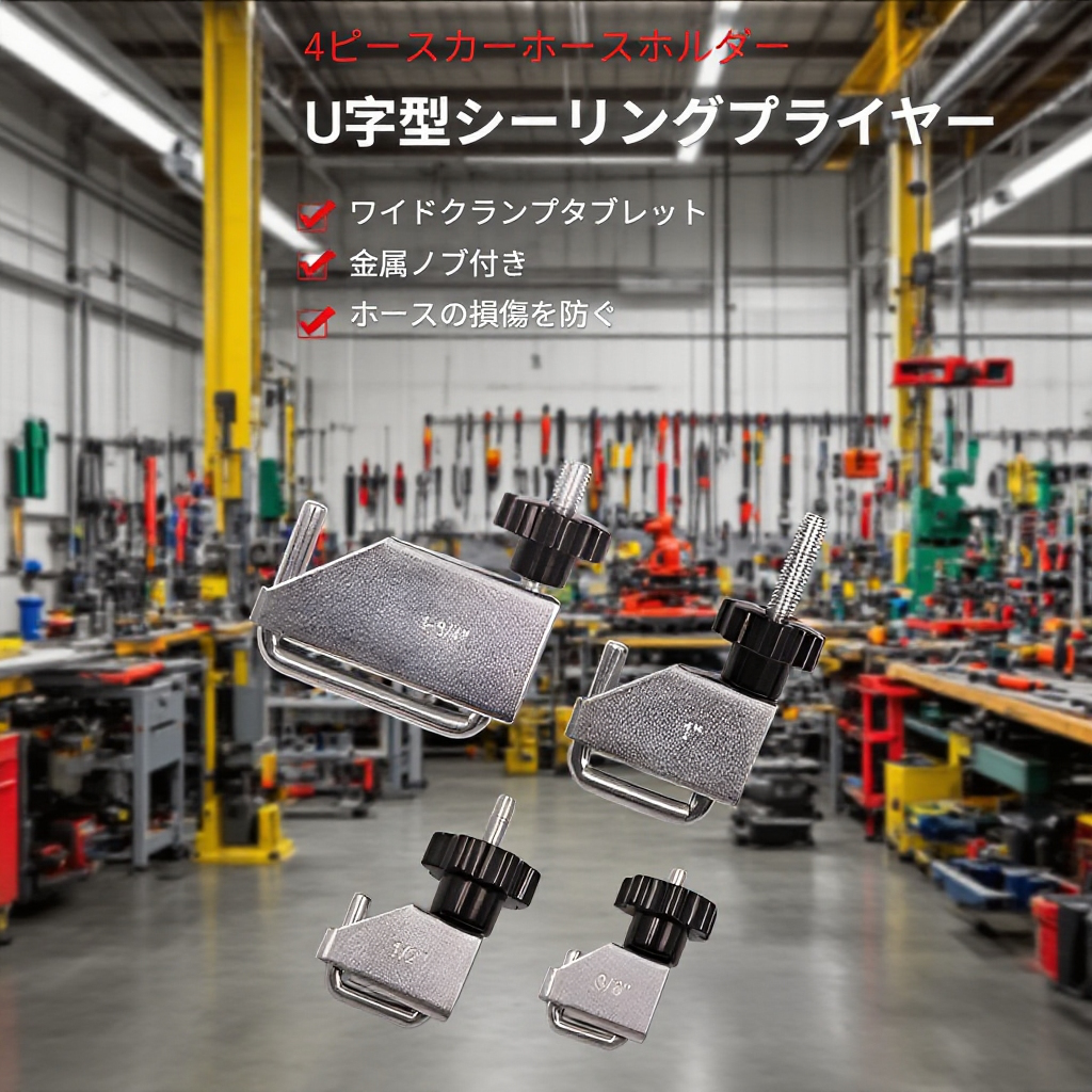 車用ホースクリップロックプライヤー4点セット全体画像