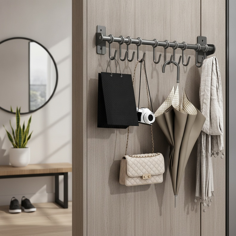 No-drill Wall Hooks Multi-functional Kitchen and Bathroom Storage Rack