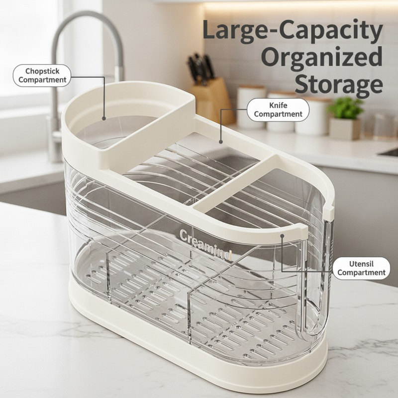 Practical and Aesthetic Kitchen Multi-Compartment Chopstick Organizer