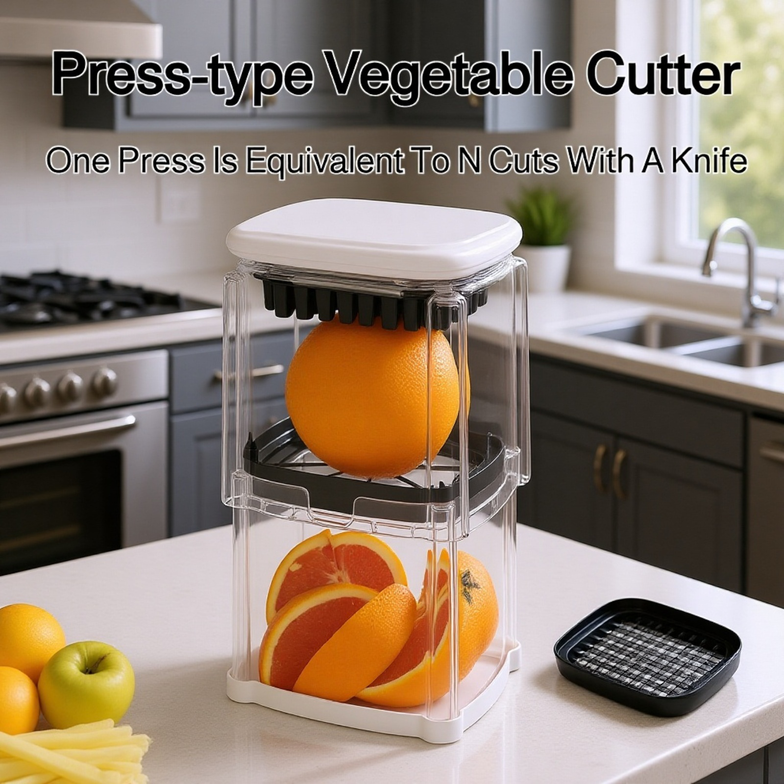 Stainless Steel 8-Slice Tomato Apple Divider cutting red apple