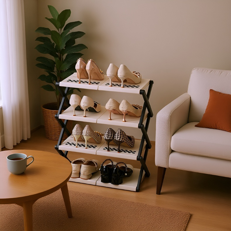 Household multilayer shoe cabinet with door