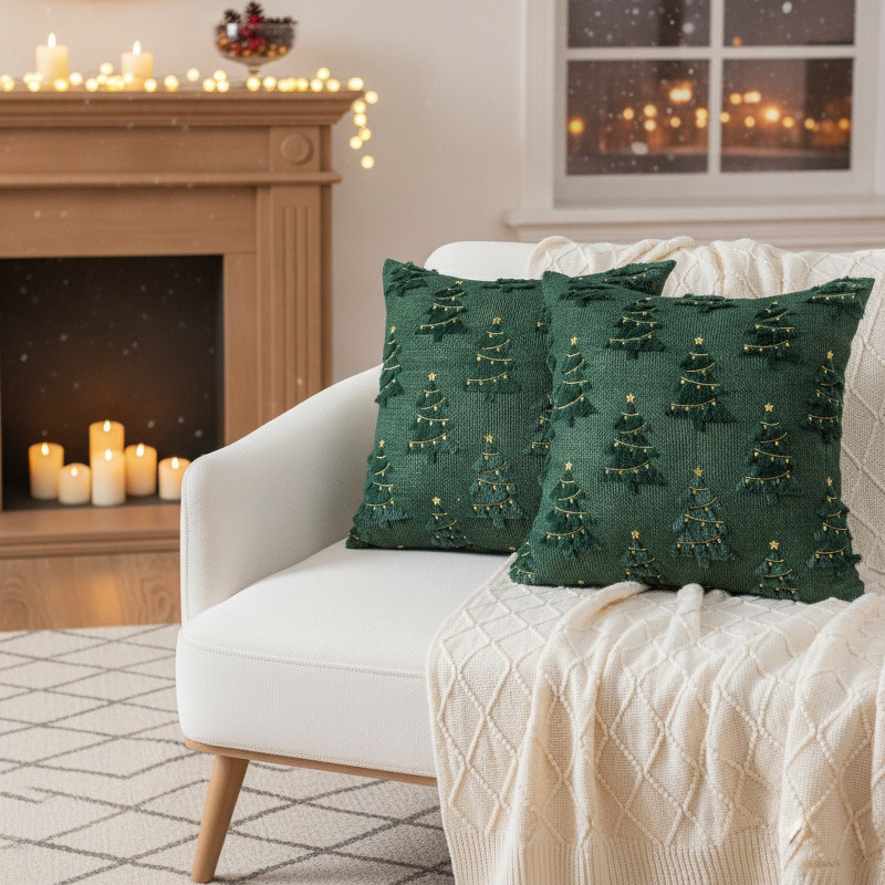 Festive Embroidered Cushion Cover for Home Decor