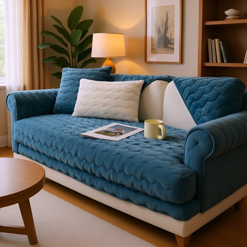 겨울 소파 커버 미끄럼 방지 두꺼운 보풀 대두 섬유 소파 커버 커버