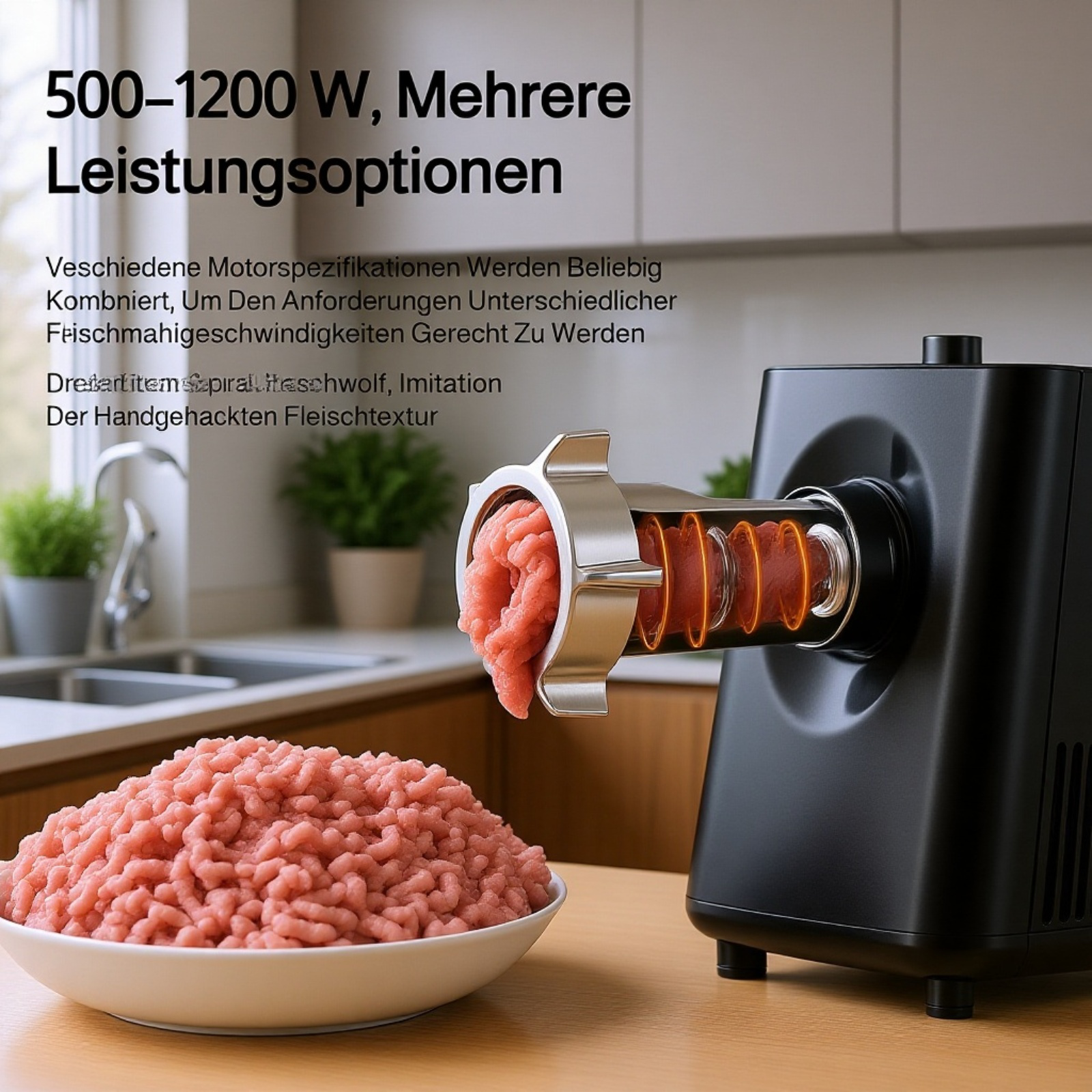 Vollautomatischer elektrischer Fleischwolf aus Edelstahl mit Wurstfüller