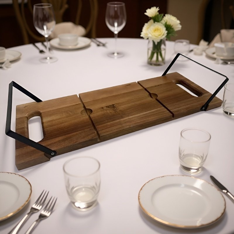 Dřevěný tác na sýry a předkrmy, servírovací prkénko s rukojeťmi