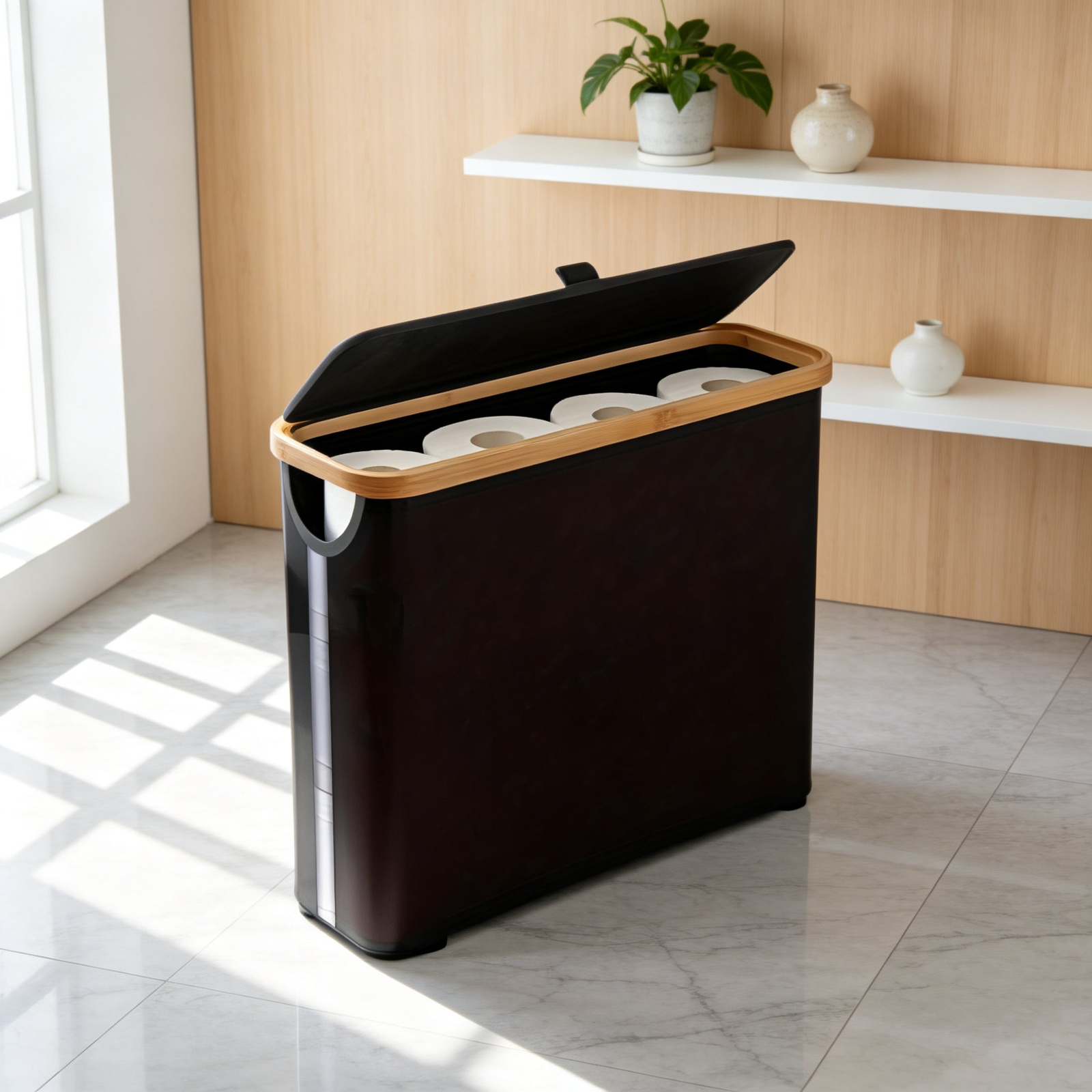 Caja de papel higiénico para baño, cesta de almacenamiento multifuncional