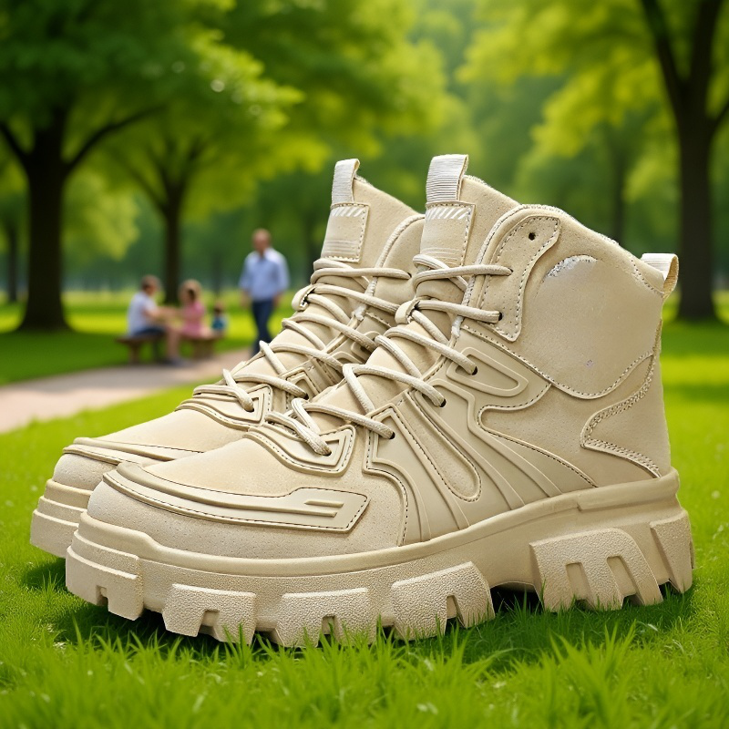 メンズ厚底背が高いマーチンワークブーツ 秋冬ハイカットファッションカジュアルシューズ