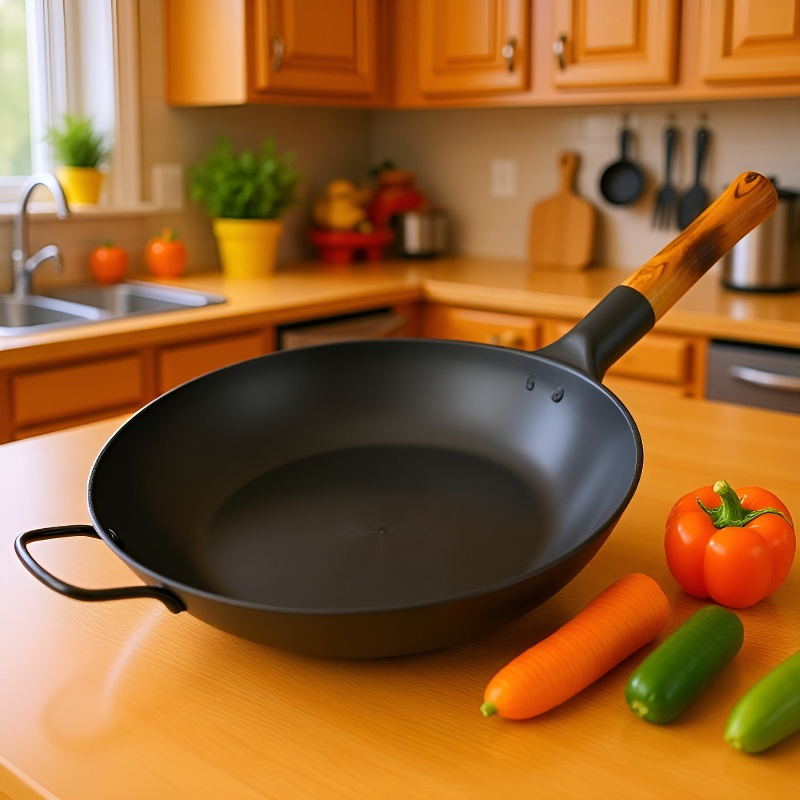 Altmodischer Wok-Topf aus Schmiedeeisen