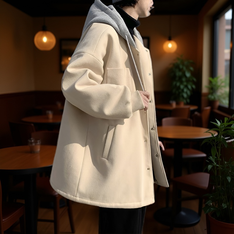 メンズツイードコート韓国風秋冬新作