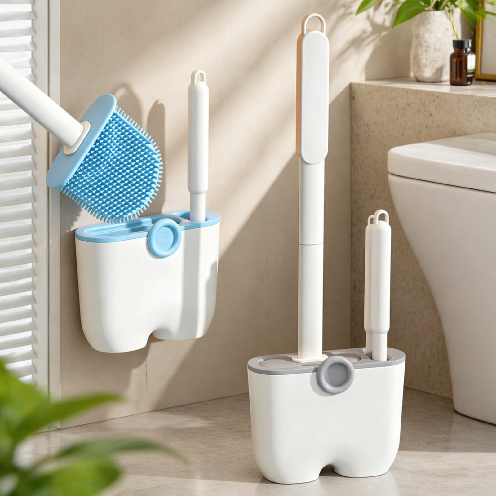 Portacepillo de baño de silicona para pared, fácil instalación sin perforaciones