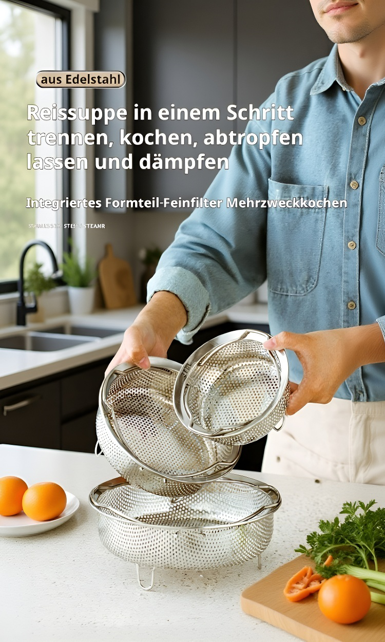 Verdickter Dampfkorb aus 304 Edelstahl mit Griff