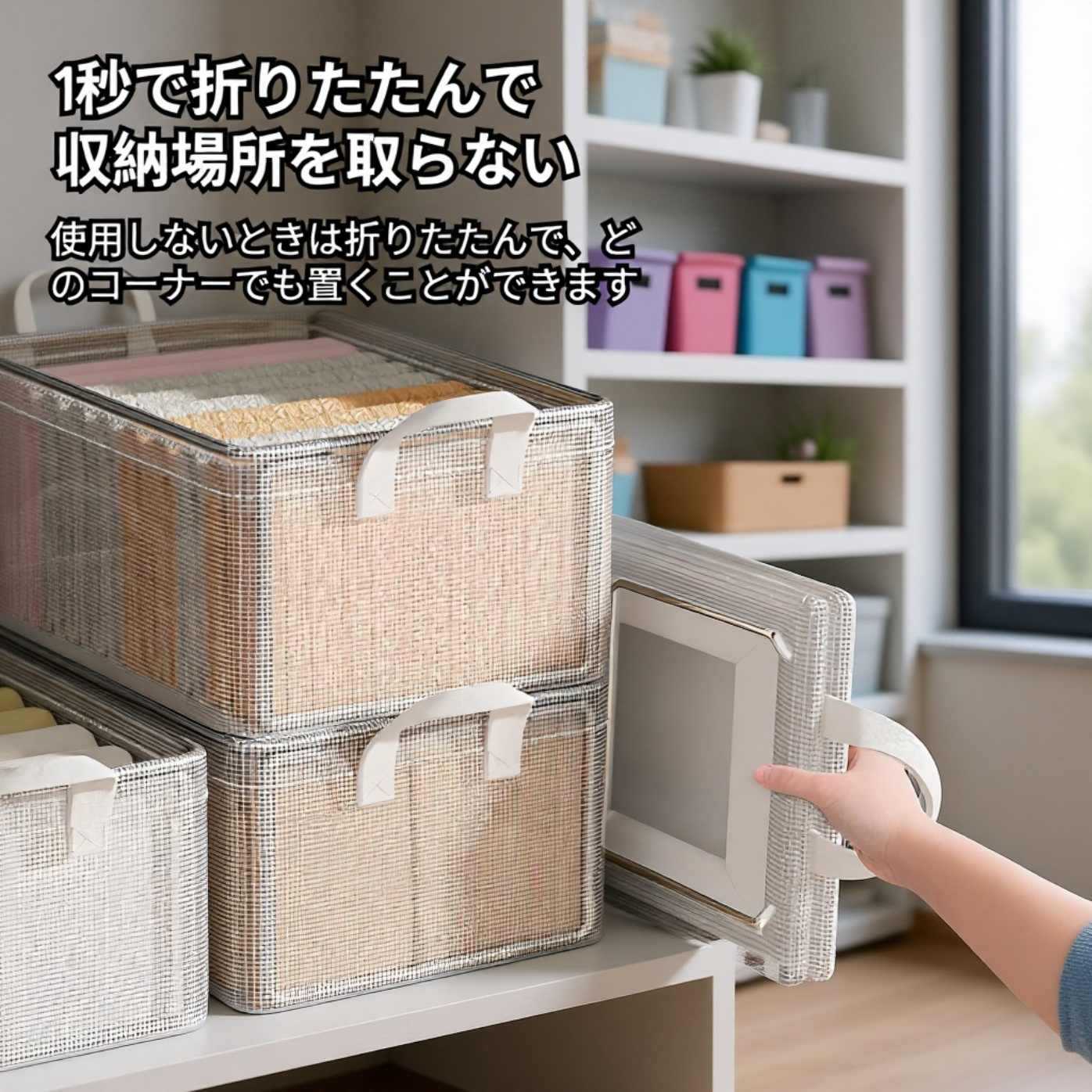 取っ手付きで持ち運びやすい収納ケース