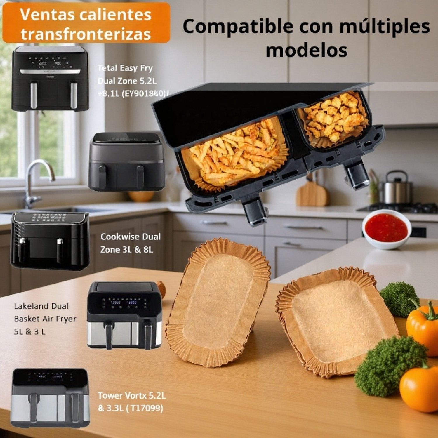 Papel para freidora de aire 6L/3L, papel para bandeja de horno