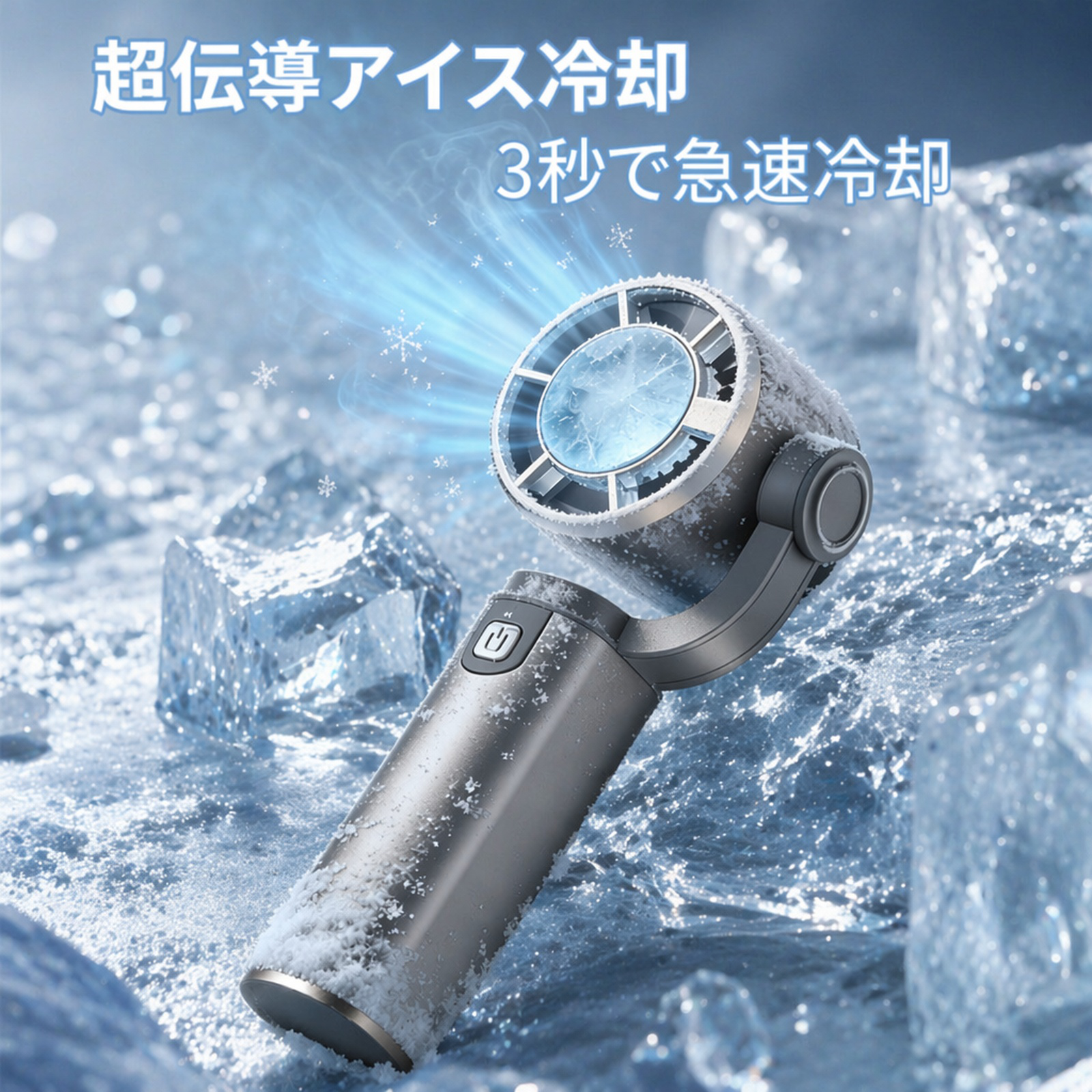 瞬間冷却ハンディファン 冷感プレート付き 強力送風