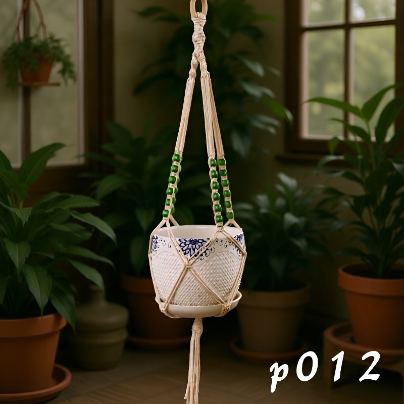 Macetero colgante de cuerda de algodón para plantas de jardín