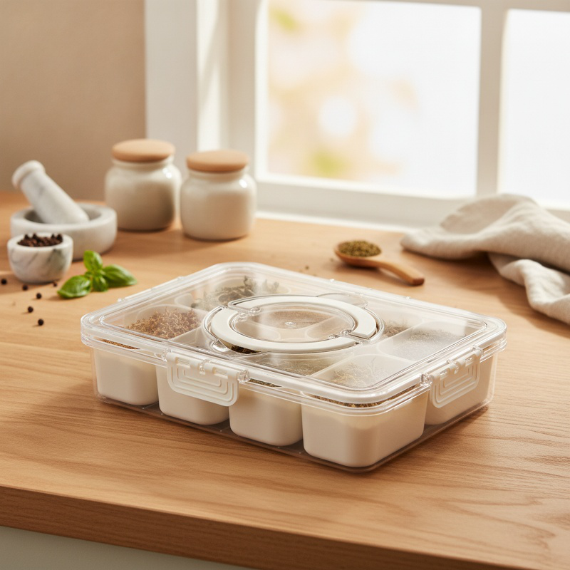 Transparent Freshness Portable Seasoning Box with spices