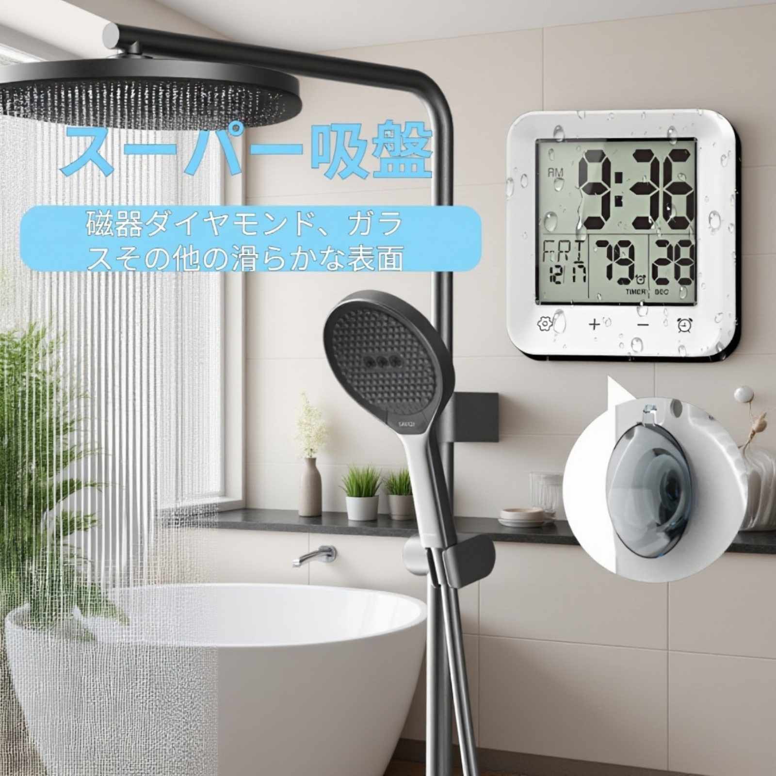 バスルーム多機能温度計タイマー