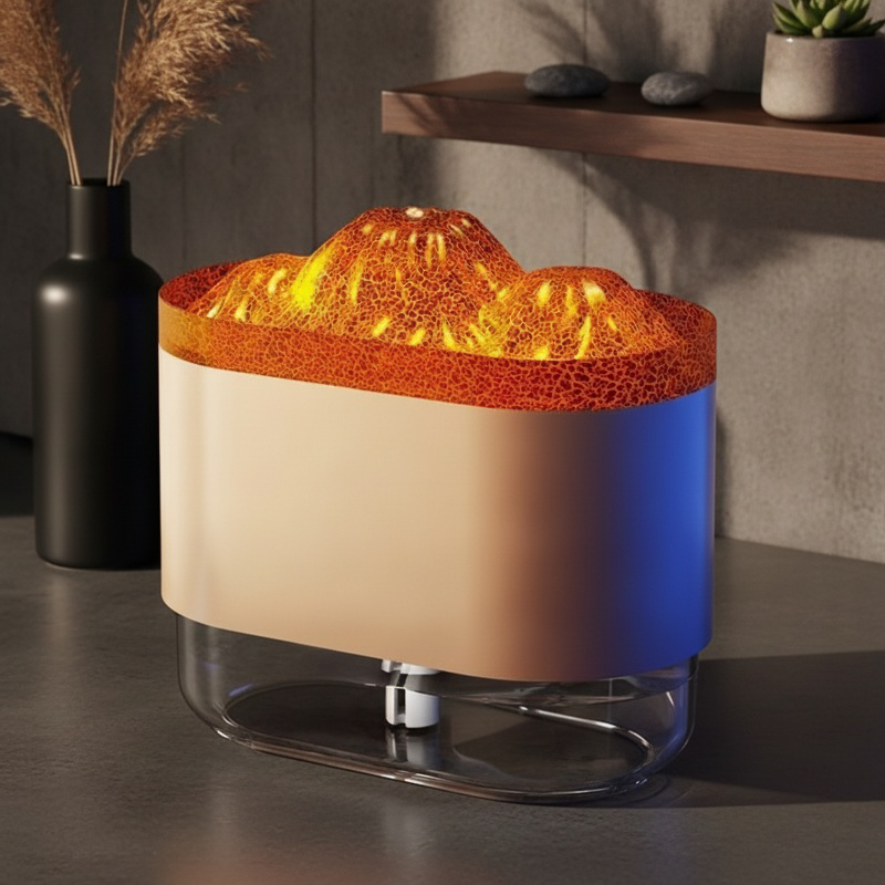 Difusor de aroma moderno de lava volcánica en dormitorio
