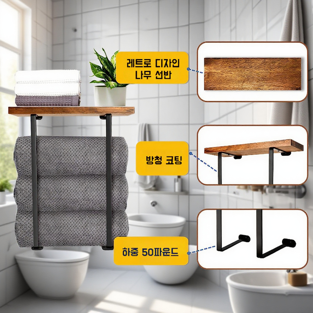 블랙 더블 바 수건걸이