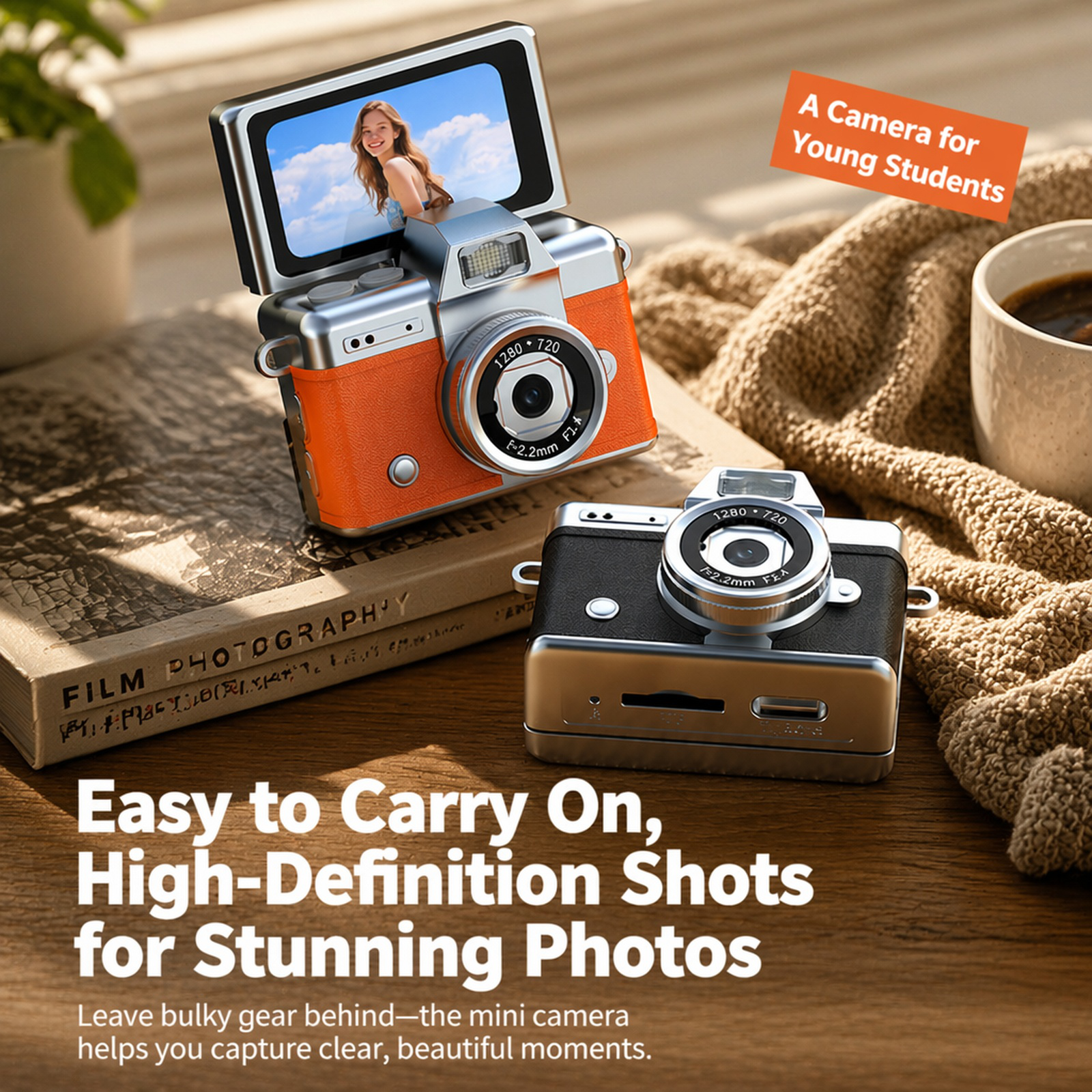 CCD Mini Camera with Thumb Flip Screen, Ideal for Students, Campus Use, Digital Retro CCD High-Defin