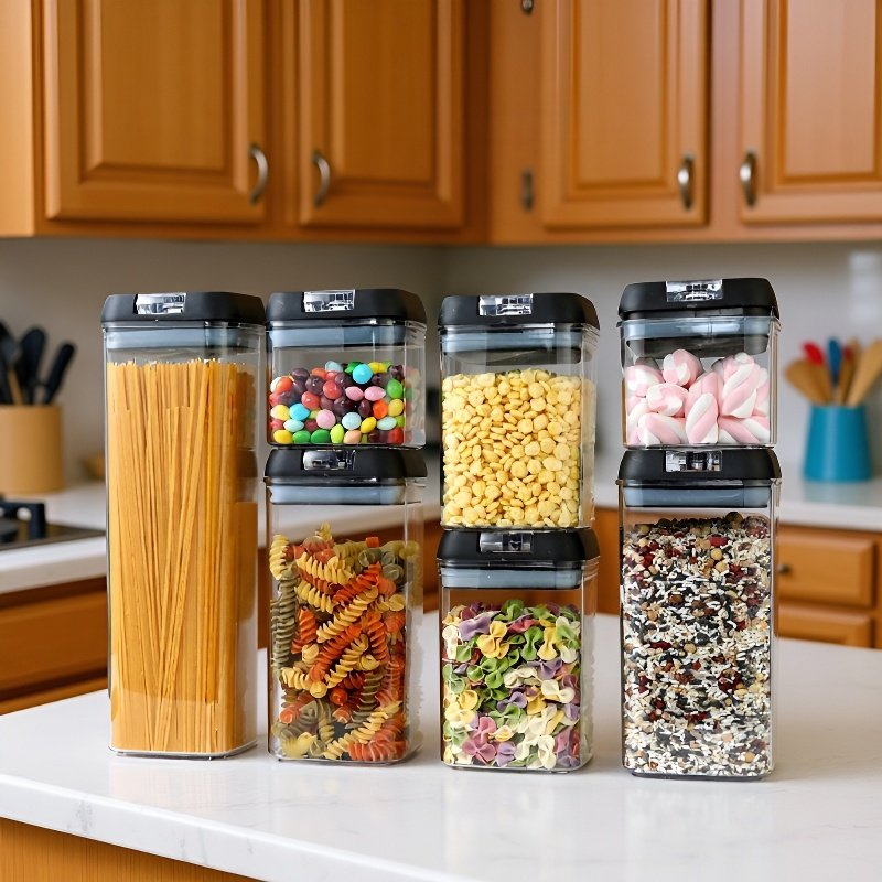 Set de 7 recipientes herméticos de plástico para cocina