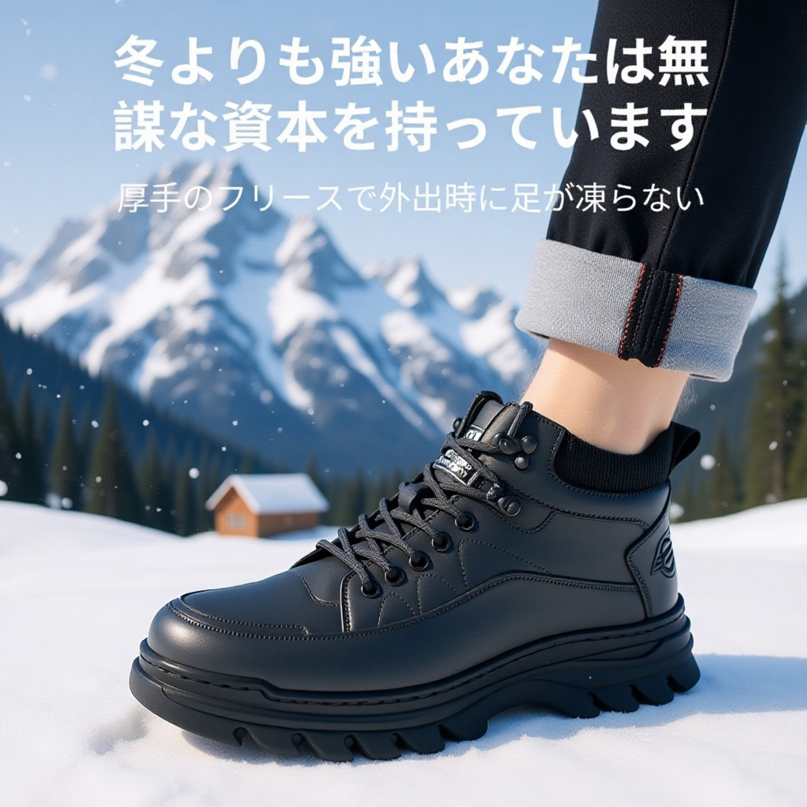 冬用カジュアルブーツ 滑り止めソール
