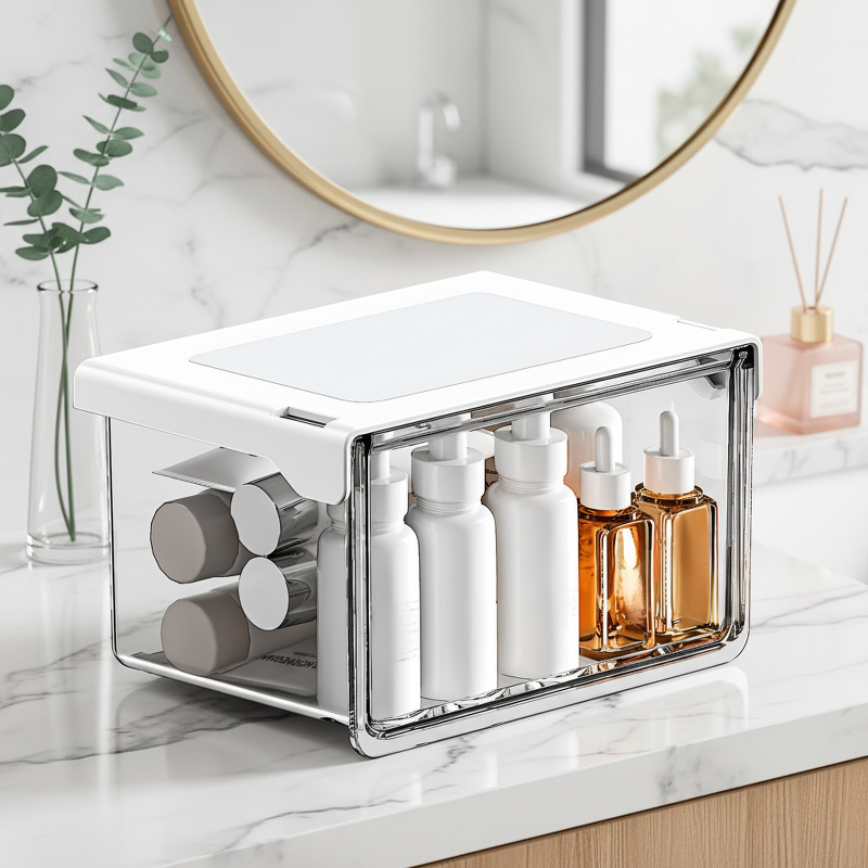Under-Desk 33° Slanted Transparent Waterproof Drawer Organizer