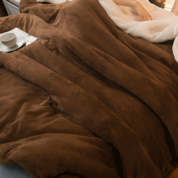 Doppelte, extra warme Decke aus Fleece – Flanell-Bettbezug, einzeln, für kalte Nächte