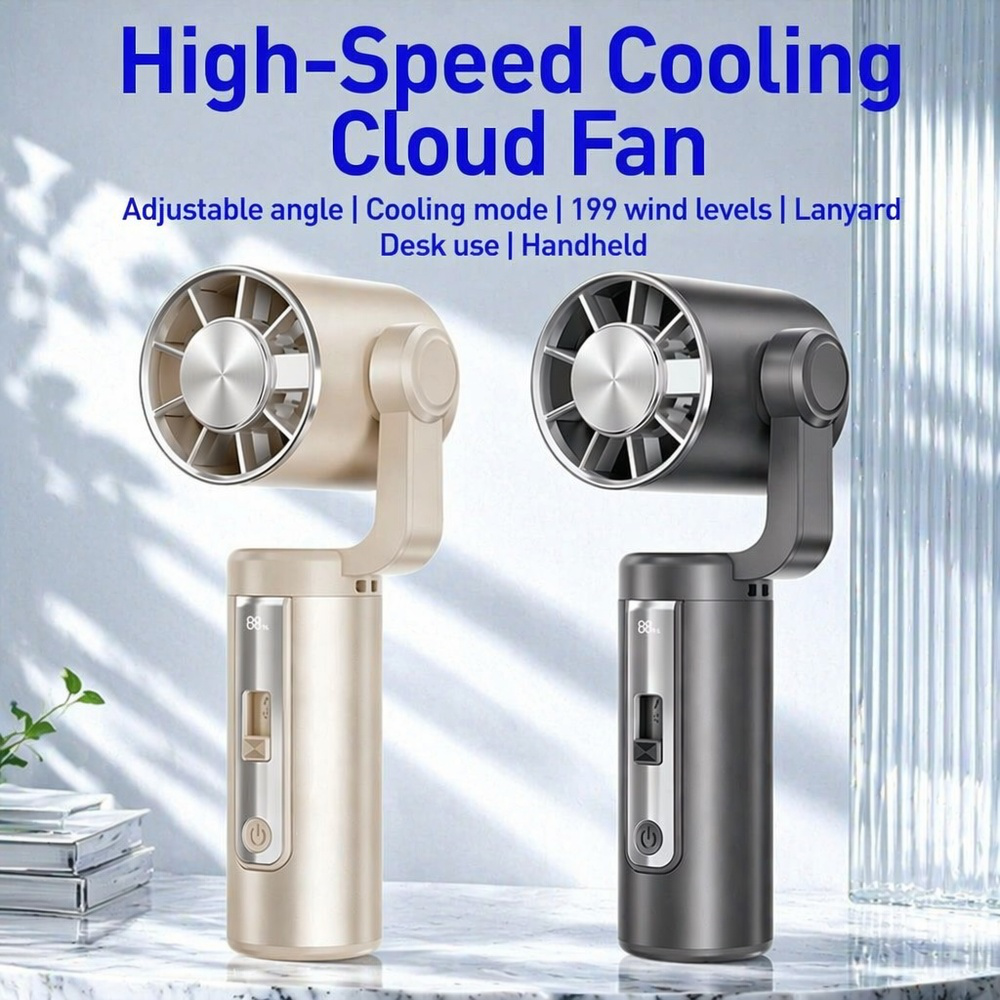 Portable Handheld Neck Hanging & Desktop Fan with Ice Cooling