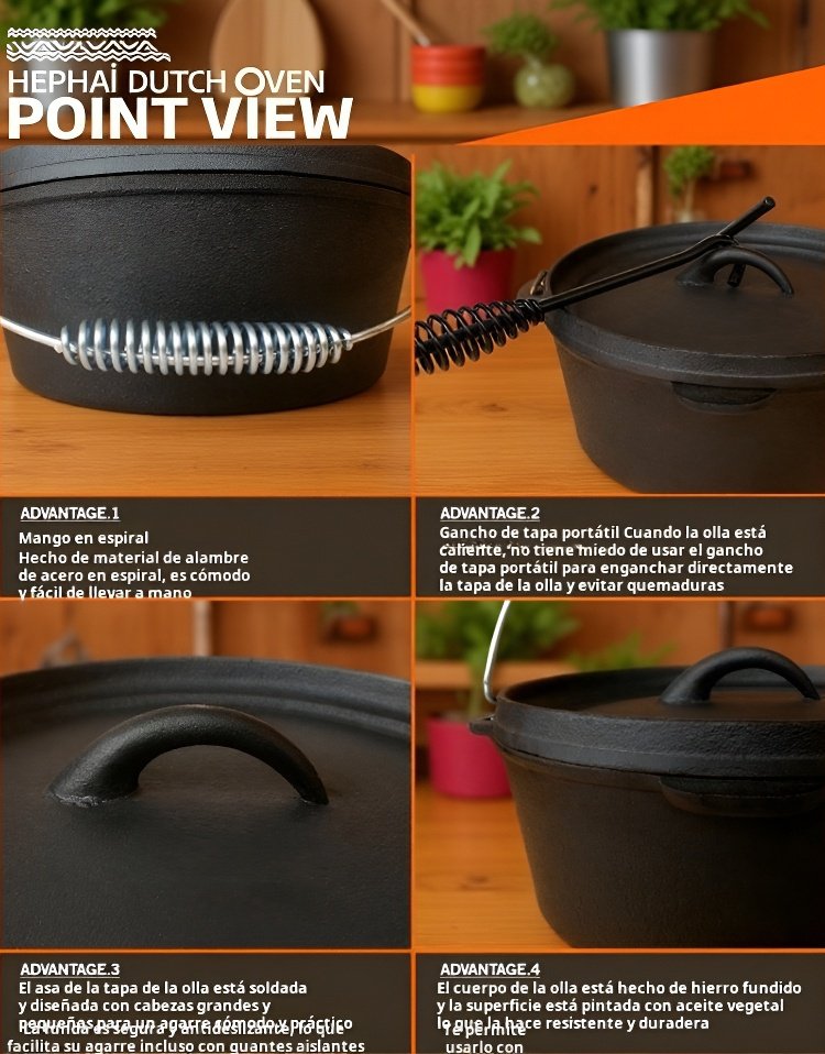 Olla de hierro para actividades de senderismo y camping